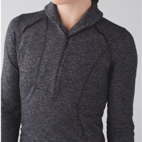 Lululemon Think Fast Pullover Mini Check Pique Black Heathered Black - Picture 5 of 13
